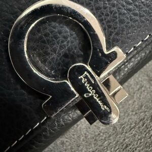 Salvatore Ferragamo Black Leather Wallet with Silver Accent